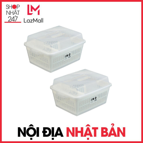 [GIAO HÀNG 2H tại SG-HN] Combo 2 cái Rổ Úp Bát Đĩa Có Nắp Inomata  Chất Lượng Cao-Nội Địa Nhật Bản