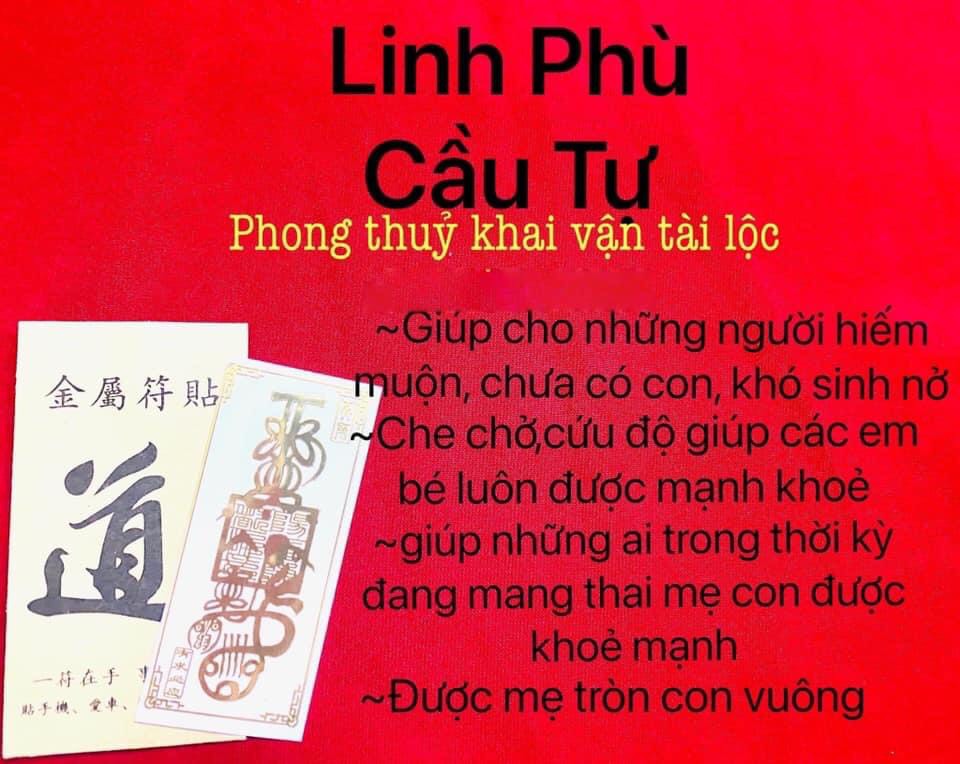 Linh phù cầu tự cầu con - linh phù dán điện thoại để bóp ví đã gia trì