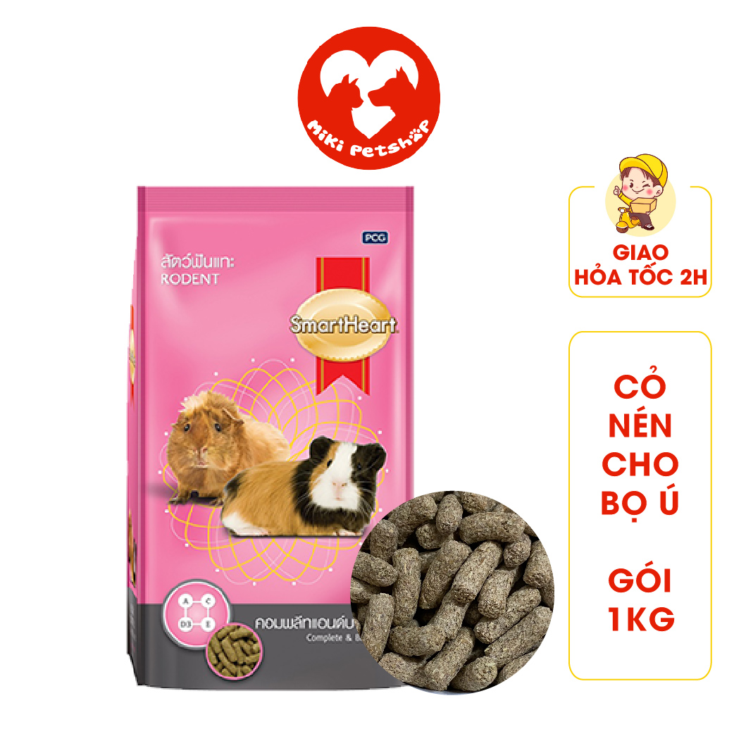Thức Ăn Cỏ Nén Bọ Ú Sóc Chuột Smartheart Rodent Gói 1Kg - Miki Petshop
