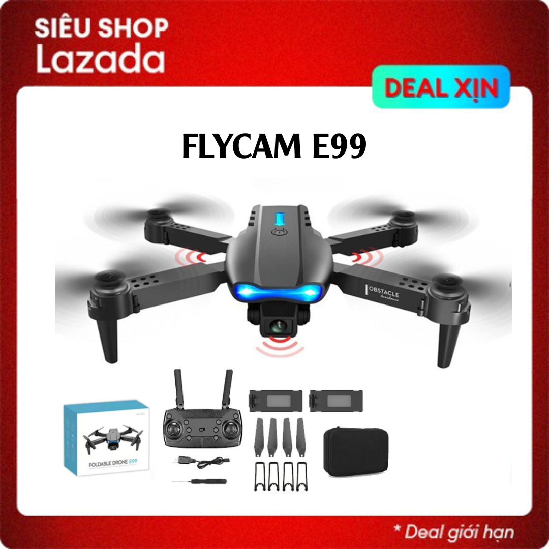 FlyCam Drone Mini  E99 Pro Gía Rẻ ,Máy Bay Điều Khiển Từ Xa Camera Kép 4K Cực Sắc Nét ,Cảm Ứng Chống Va Chạm Thông Minh ,Nhào Lộn 360 Độ