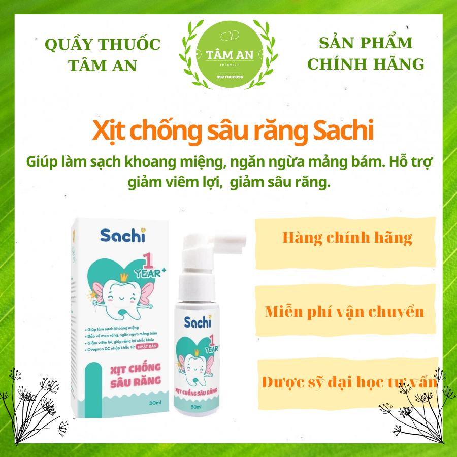 Xịt chống sâu răng Sachi- Ngăn ngừa mảng bám, giảm viêm lợi, sâu răng cho bé Lọ 30ml
