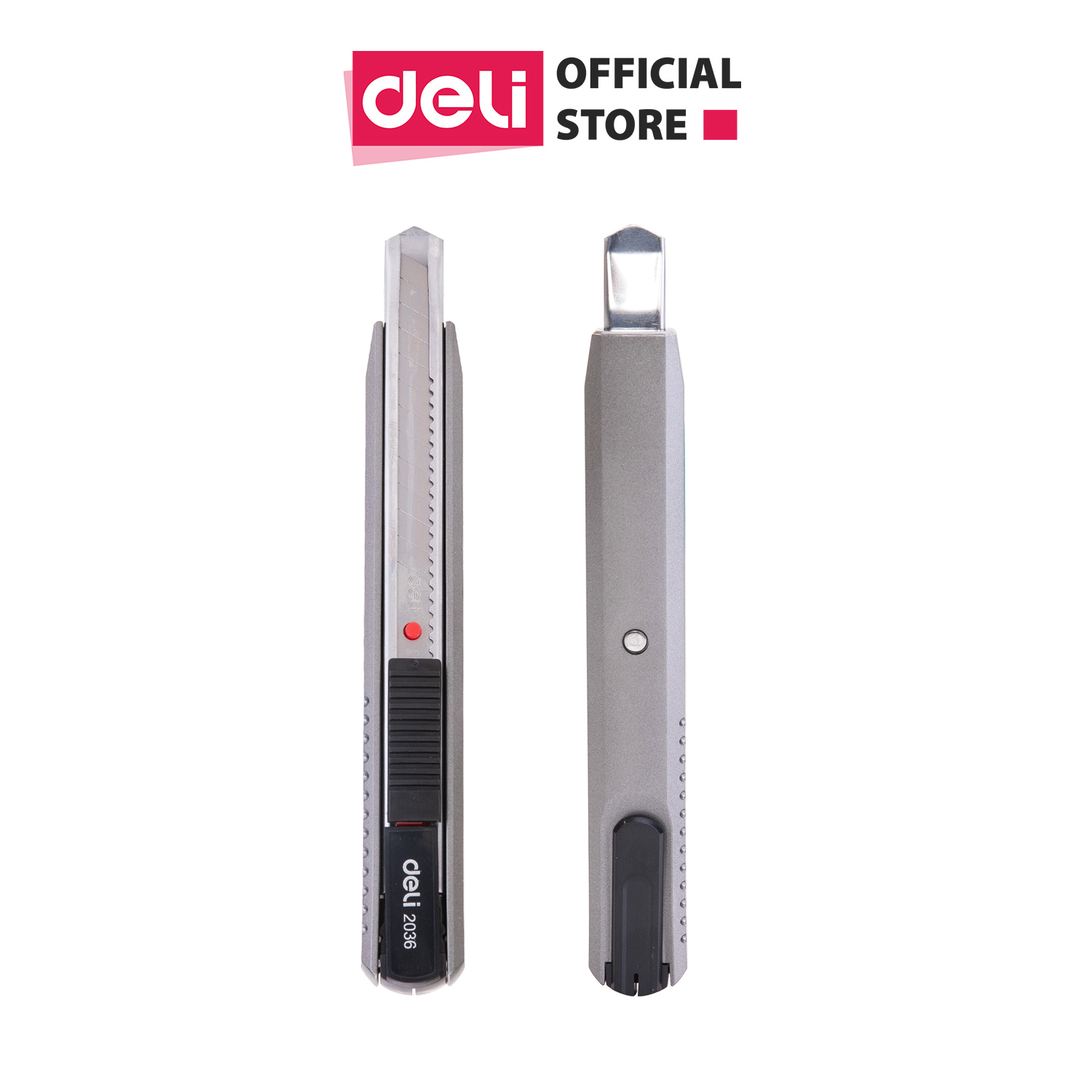 Dao rọc giấy kim loại Deli, loại 13 lưỡi tách rời, Xám - 1 cái E2036