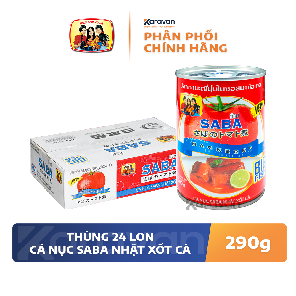 Cá hộp saba nhật xốt cà 3 cô gái lon 290g - thùng 24 lon