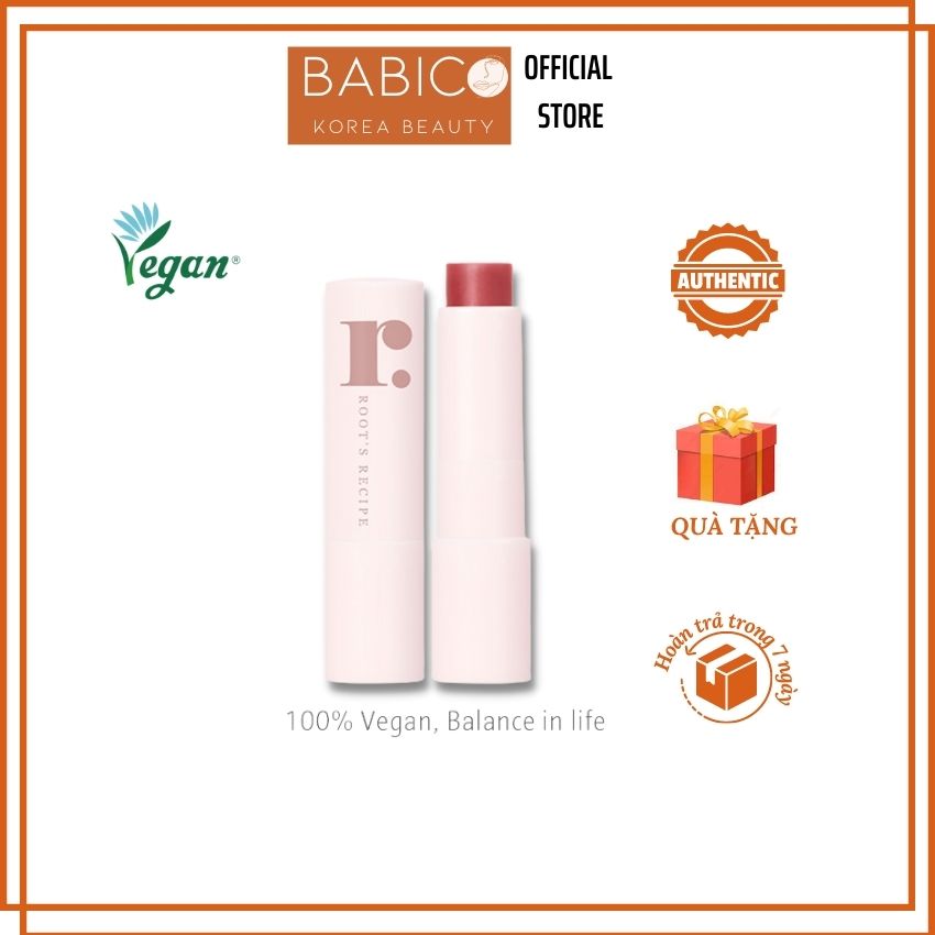 Son dưỡng có màu tự nhiên dưỡng ẩm môi rootsrecipe lip balm- babico