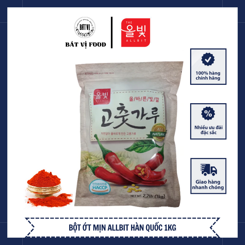 Bột ớt MỊN Allbit gói 1kg dạng bột mịn -làm kimchi-nấu súp và lẩu
