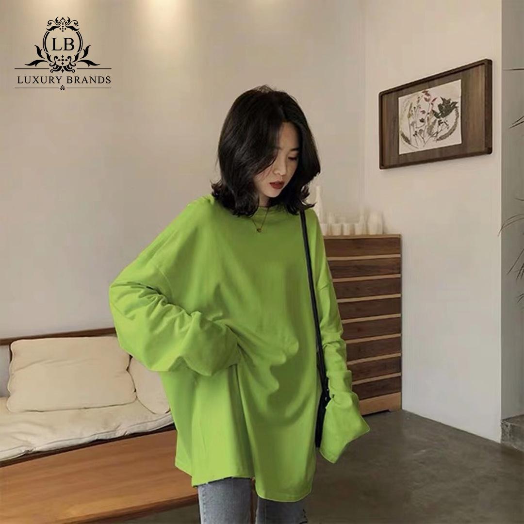 Áo thun phông dài tay xanh quả bơ trơn basic cơ bản ulzzang Hàn Quốc thời trang cao cấp l1