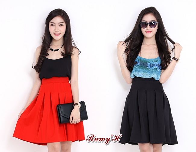 Chân Váy Ngắn 100% thun Poly chân xếp ly rút thun sau RMV25071990 FREE Size dưới 50kg