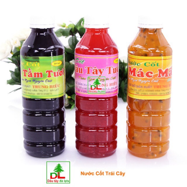 Combo 3 chai chanh dây, dâu tây, dâu tằm 500ml