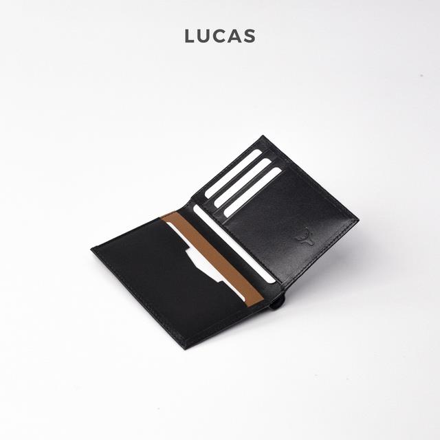 {HOT} Ví nam mini nhỏ gọn dáng đứng da bò thật thương hiệu LUCAS
