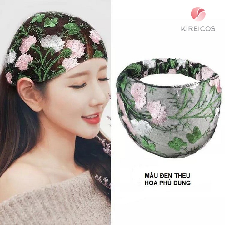 [HCM]Băng Đô Lưới Trùm Đầu Thêu Hoa Cổ Điển Hot Trend Hàn Quốc - kireicos