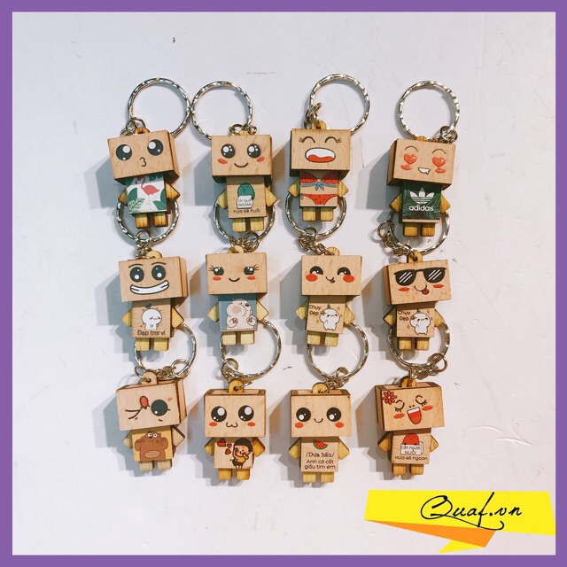 Móc khóa danbo sắc thái - handmade - chất liệu gỗ
