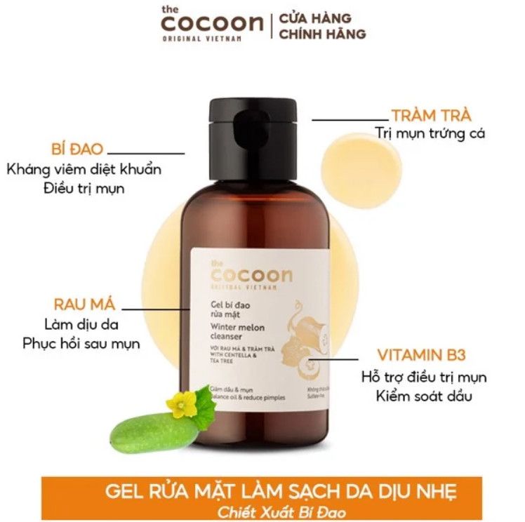 Gel rửa mặt bí đao Cocoon (Winter melon cleanser) 140ml BA TU SHOP