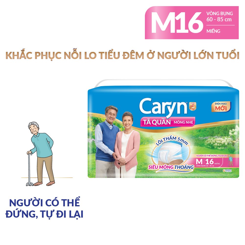 Tã quần mỏng nhẹ Caryn M16 cho người lớn vòng bụng 60-75cm