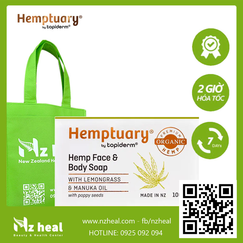 Xà phòng rửa mặt & cơ thể từ hạt gai dầu hemptuary face and body soap 100g