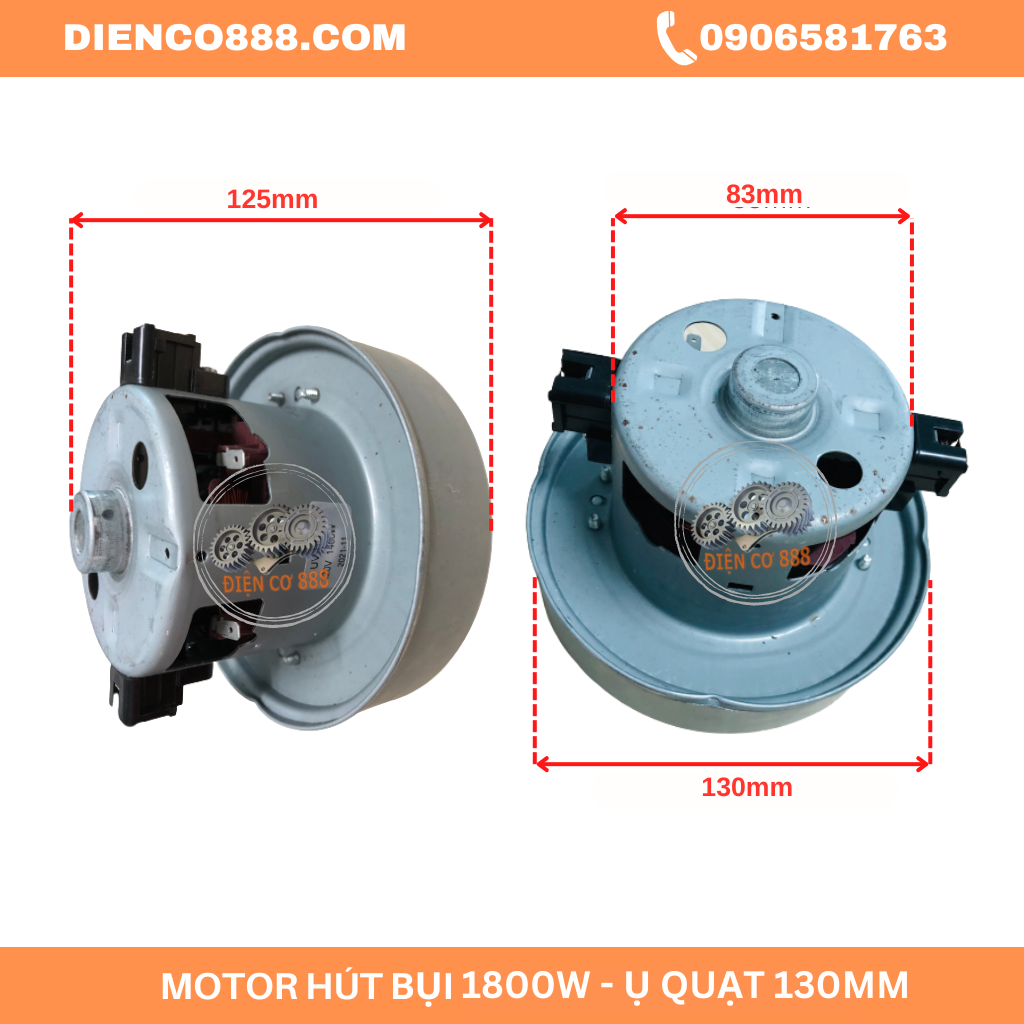 Motor máy hút bụi 1800w ụ quạt rộng 130mm 220v - 100% dây đồng