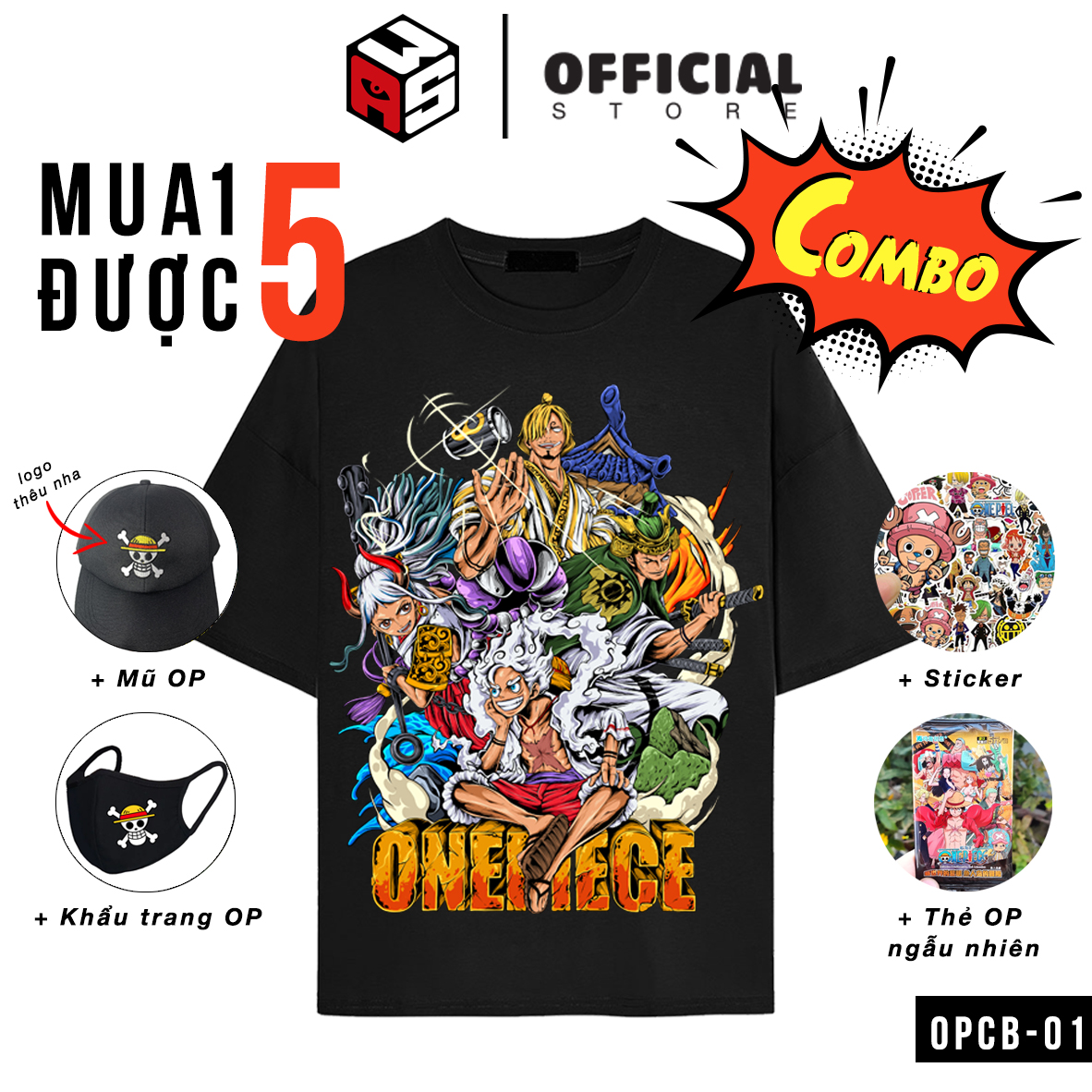 Combo hủy diệt, mua 1 được 5, áo thun one piece, áo thun in hình one piece luffy zoro sanji ace mẫu mới