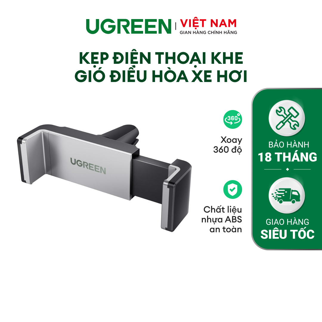 Kẹp điện thoại khe gió điều hòa xe hơi ugreen lp120 | xoay 360 độ | chất liệu nhựa abs an toàn | 30283