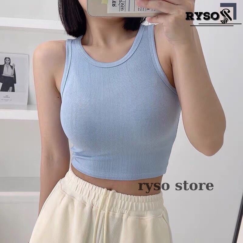 Áo Ba Lỗ Croptop Nữ Dáng Ôm Sát Body Chất Thun Tăm Mềm Mại Thoáng Mát - MÀU XANH BIỂN