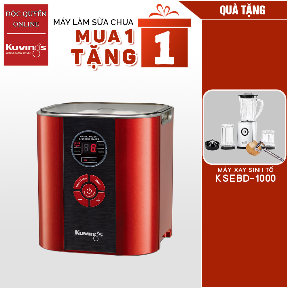 Máy làm sữa chua và pho mát kuvings kgc-712cb màu đỏ - tặng máy xay sinh tố kochstar ksebd-1000