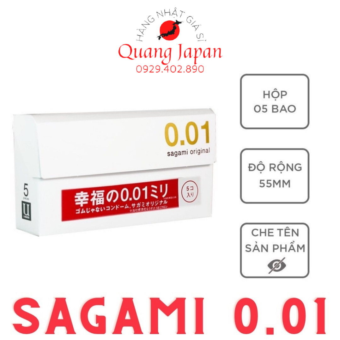 Hộp Bao Cao Su Sagami 001 Siêu Mỏng nội địa nhật Hộp 5 Chiếc BCS