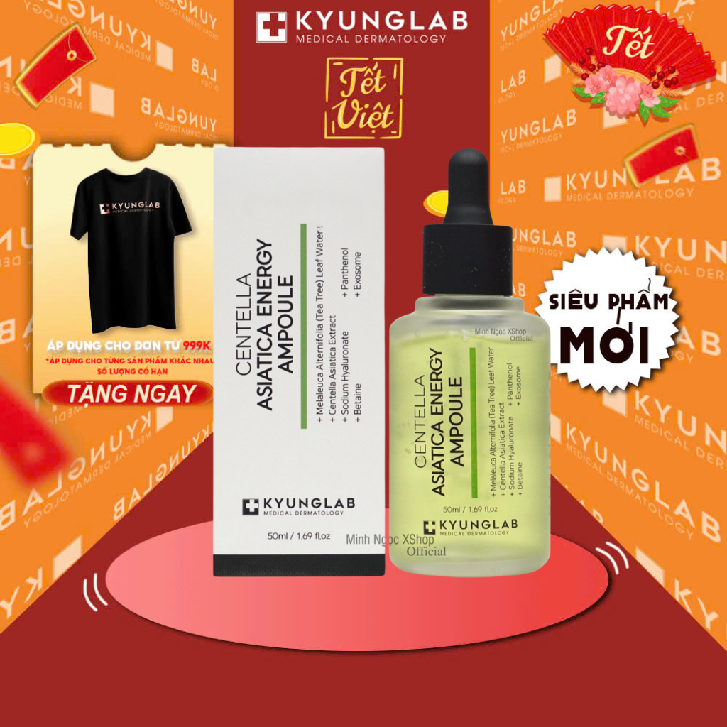 Serum giảm mụn Kyung Lab Acnes Centella Asiatica Ampoule 50ml hỗ trợ kiềm dầu, giảm và ngừa mụn, thu nhỏ lỗ chân lông làm sáng da hiệu quả