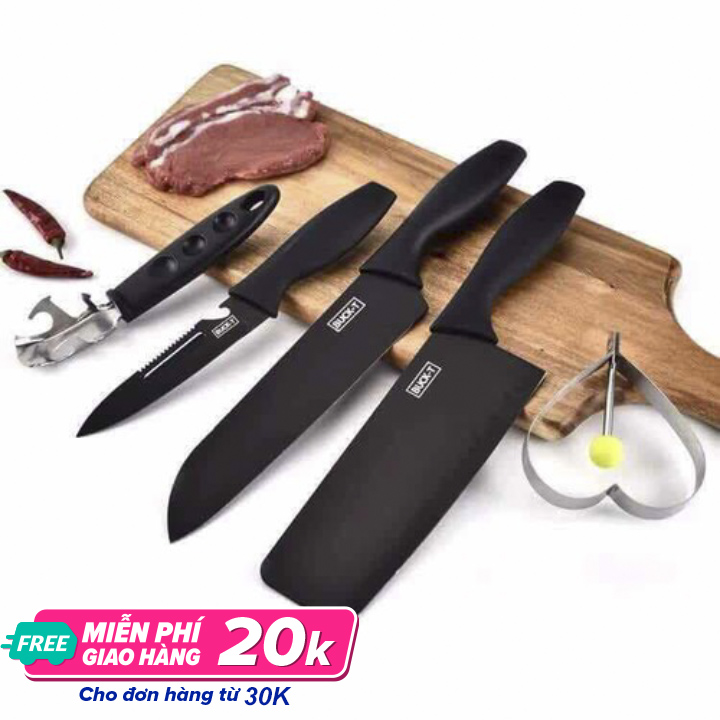 Bộ dao 5 món làm bếp cao cấp- Bộ dao nhà bếp sắc bén- Tặng kèm khuôn trái tim làm trứng-bộ dao làm bếp-bộ dao nhà bếp-bộ dao đa năng