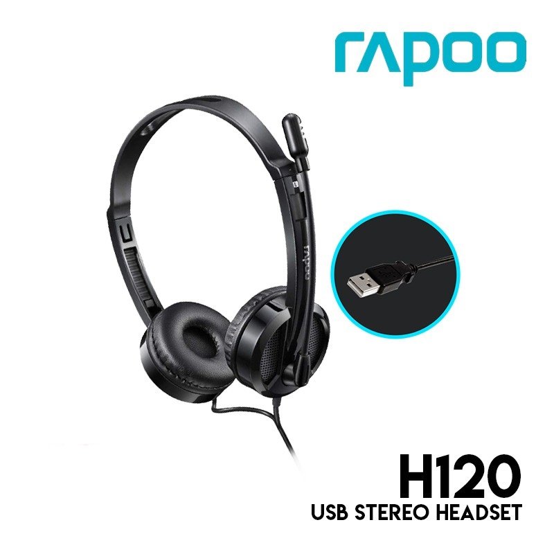 Tai nghe chụp tai có dây RAPOO H120 jack cắm USB - Hãng phân phối chính thức