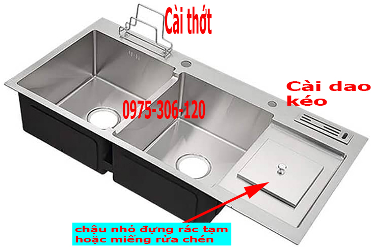 CHẬU ĐÚC GIÁ SỈ Chậu Rửa Chén Bát INOX SUS 304 N3 10048 NA.GRAND và Bộ Xả Chậu thoát nước XẢ TO 2 LỚP bồn rửa chén inox
