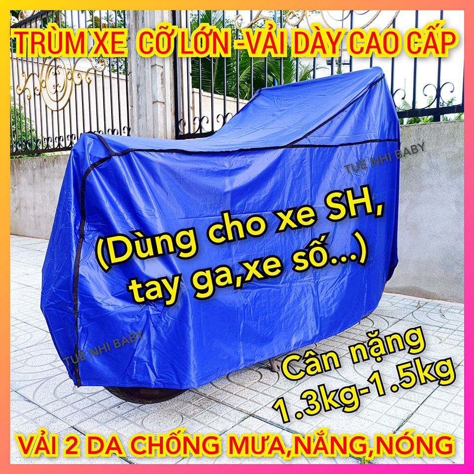 Trùm xe máy Vải Dày To Sh 150i, Sh mode,Tay ga có túi đựng