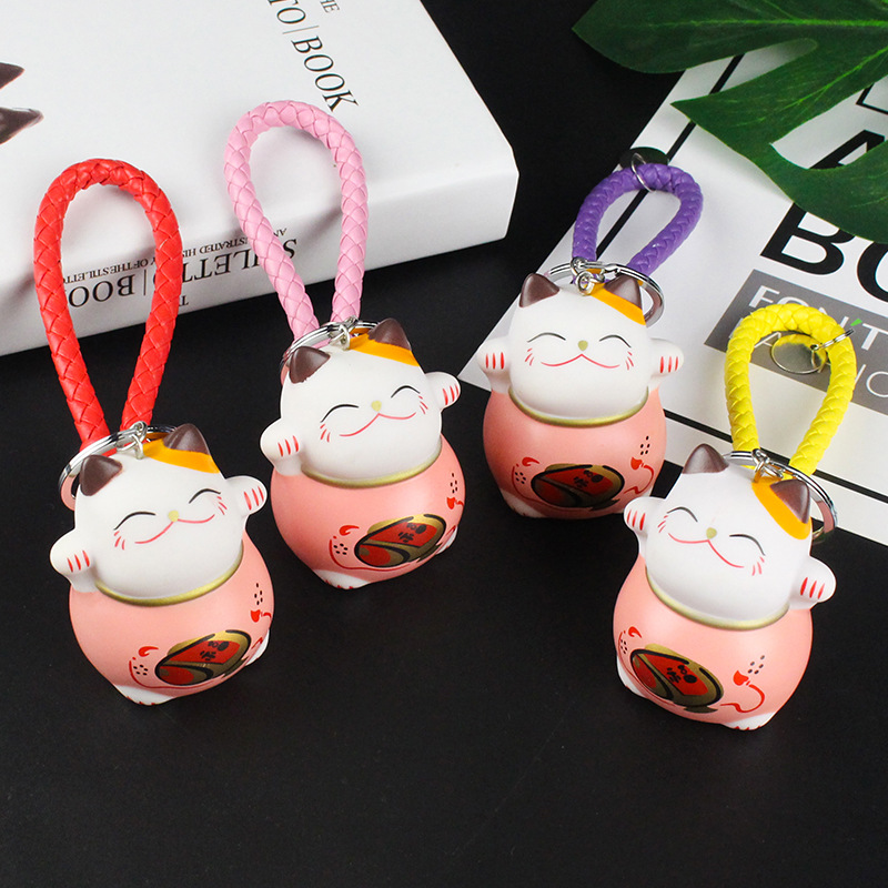 Móc khóa mèo thần tài may mắn kèm dây treo - Móc khóa xe máy đa năng - Móc khóa ô tô - Quà tặng bạn trai bạn gái - Quà tặng sinh nhật happy birthday - Quà lưu niệm - Móc chìa khóa trang trí balo