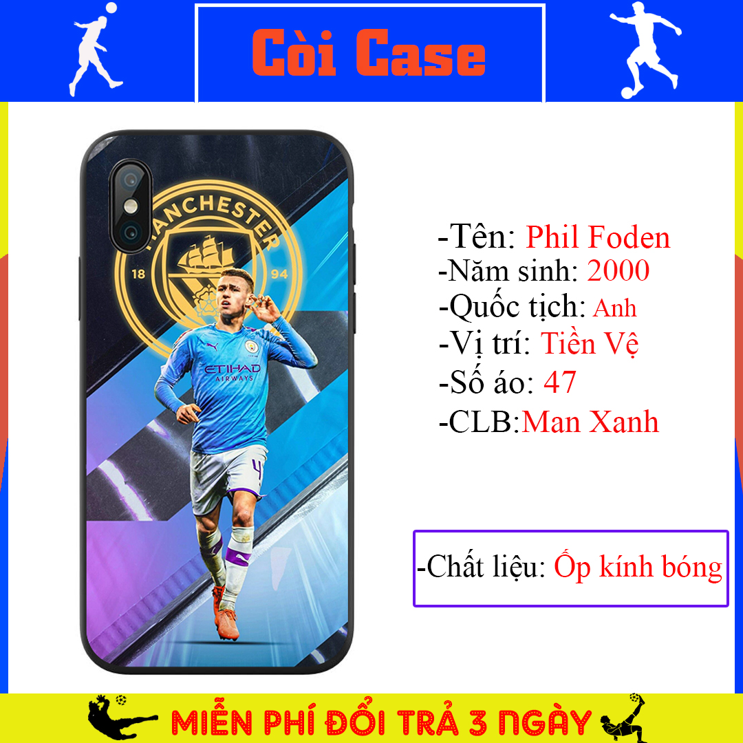 Ốp Lưng Điện Thoại Iphone In Hình Phil Foden - Ốp Lưng Kính In Hình CLB Bóng Đá Manchester City ( Bán Ốp Vi Đam Mê)