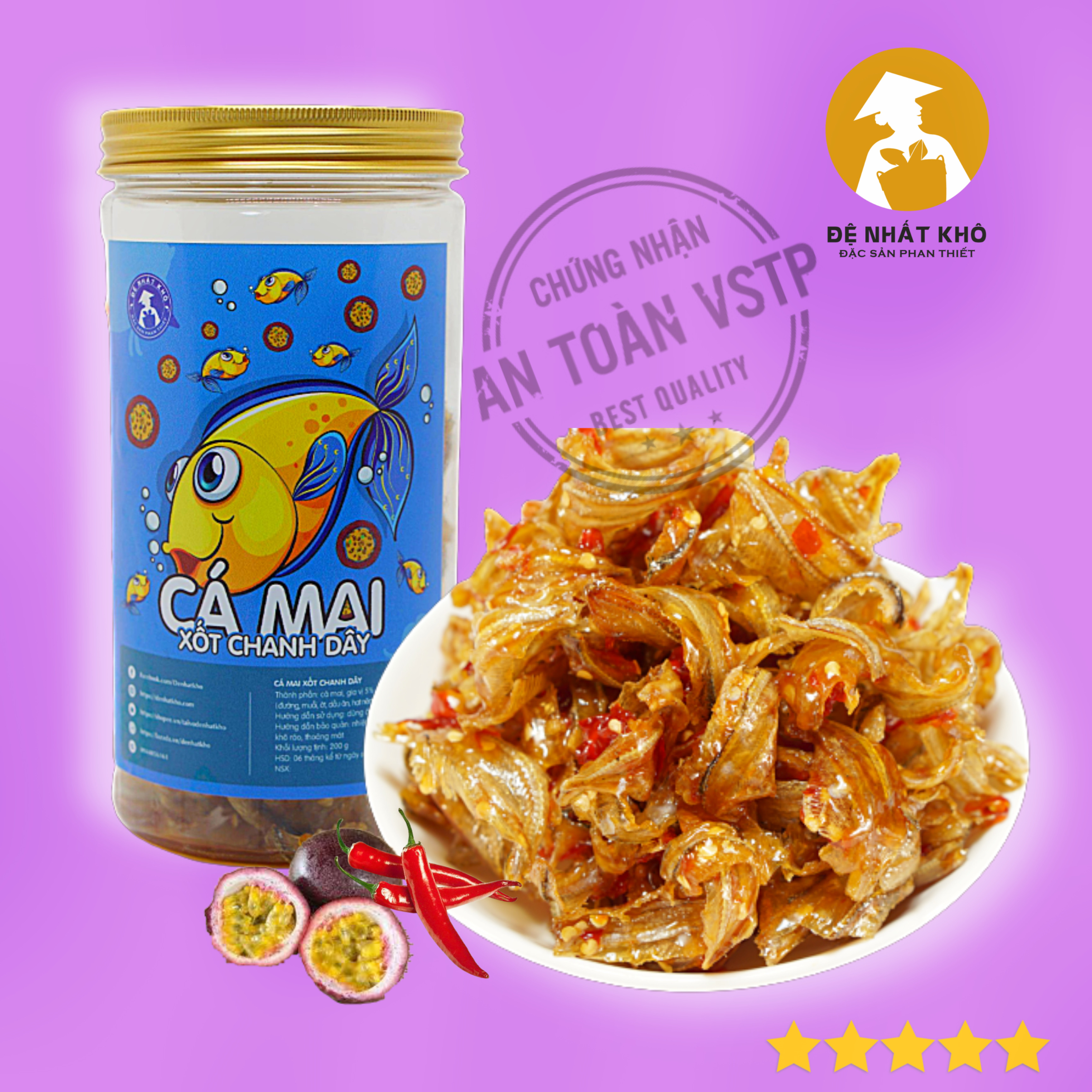 Cá Mai Sốt Chanh Dây 210g Đệ Nhất Khô, đồ ăn vặt ngon giá rẻ, Đặc Sản Phan Thiết