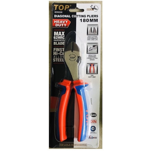 Kìm cắt cán đỏ xanh 180mm cao cấp top gp3180