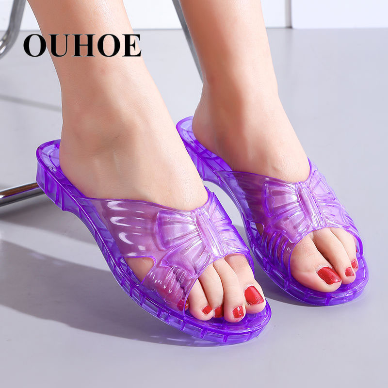 OUHOE Dép nhựa nữ Dép mùa hè Dép nhựa pha lê nữ