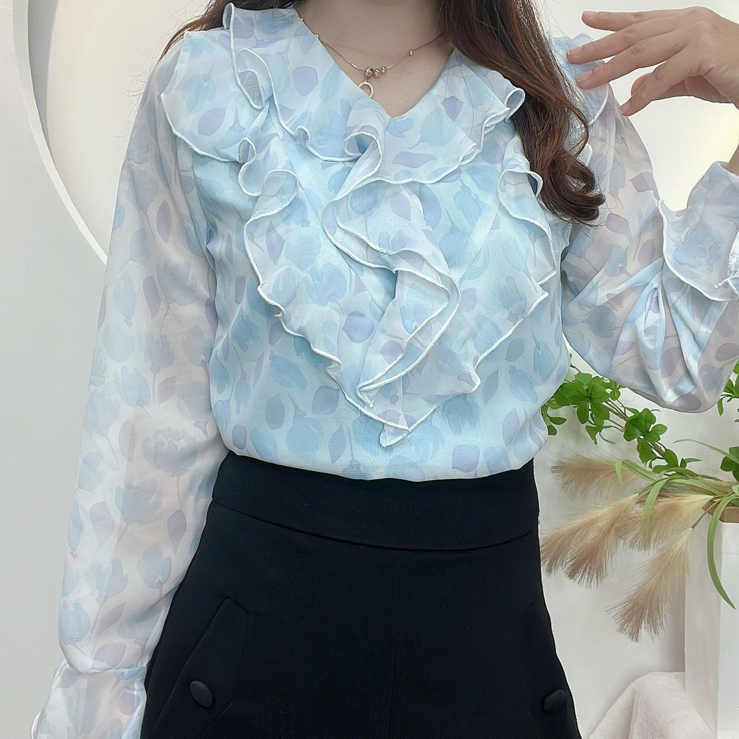 An29 - áo kiểu công sở bèo dễ thương