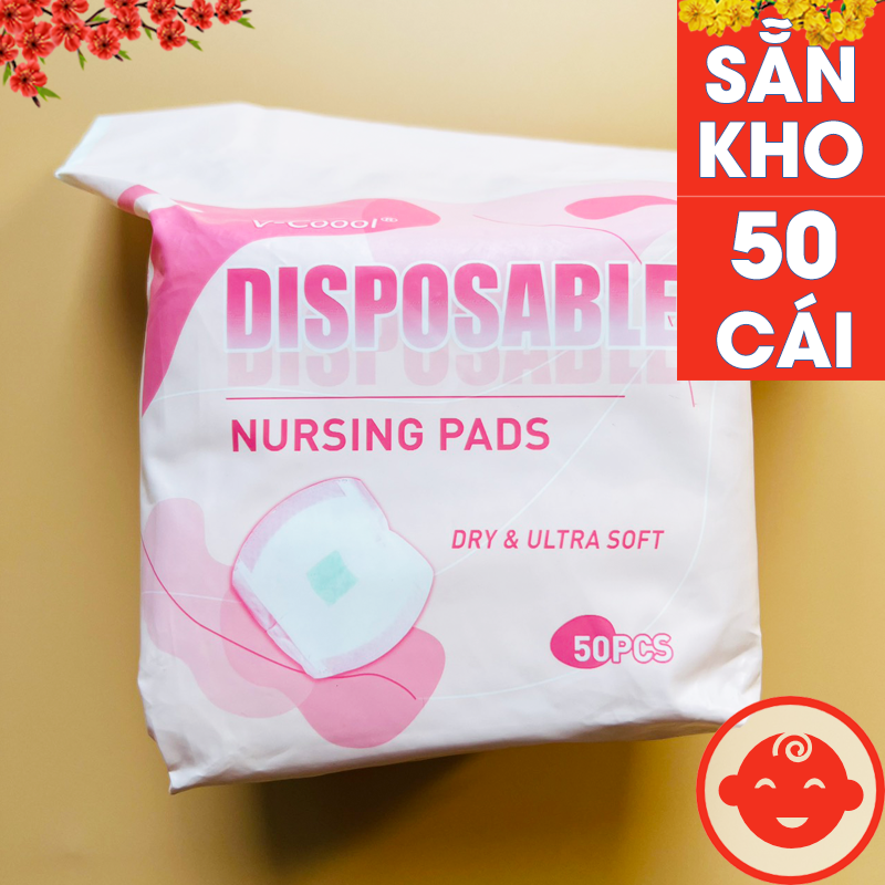 Miếng Lót Thấm Sữa VCOOL CAO CẤP 50 Miếng Siêu Chống Thấm, Chống Tràn, An Toàn, Tiết Kiệm