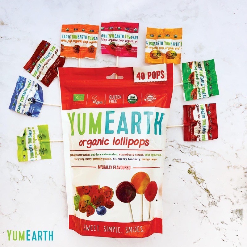 Kẹo mút hữu cơ Yumearth trái cây, kẹo dẻo gummy - yummy Organic Pops