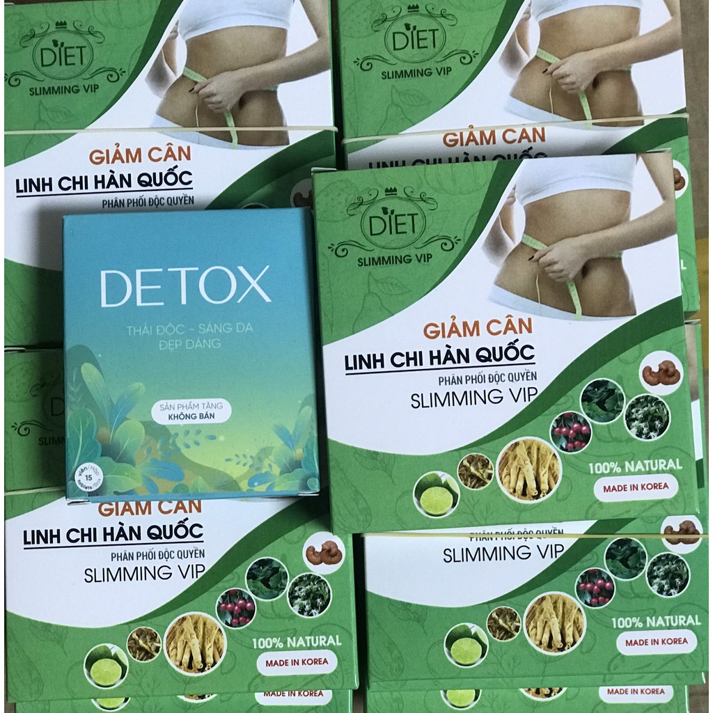 Giảm cân vip linh chi hàn.quốc tặng kèm 15 viên detox thải độc