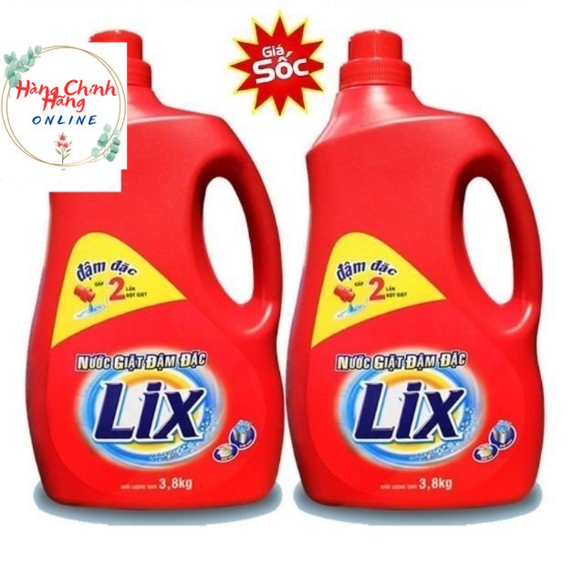 Combo 02 can nước giặt lix đậm đặc tẩy rửa 99 9%ơ- dành cho máy giặt và giặt tay