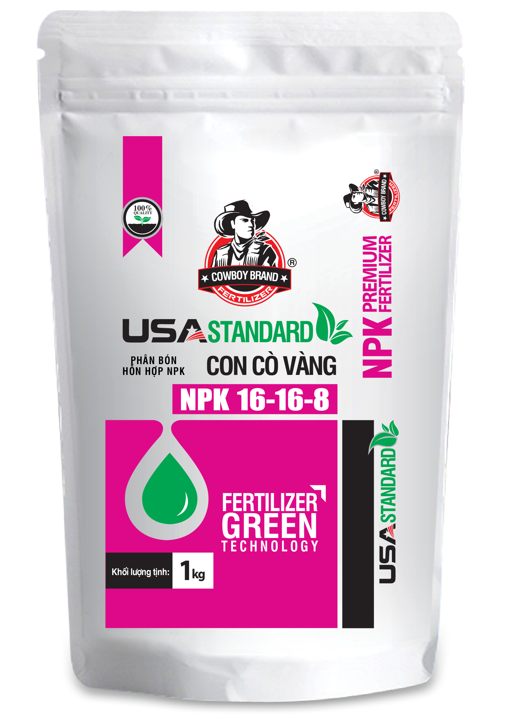 Phân Bón sử dụng cho đậu cô ve, đậu đũa, đậu hà lan - Sử dụng cho giai đoạn cây con - NPK Cowboy 16-16-8 CCV