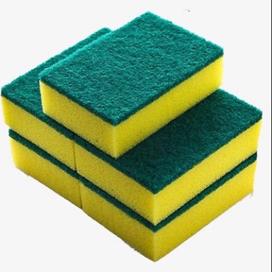Miếng rửa chén 2 mặt xanh vàng tiện dụng,Miếng bọt biển tạo bọt cọ rửa xoong nồi siêu sạch