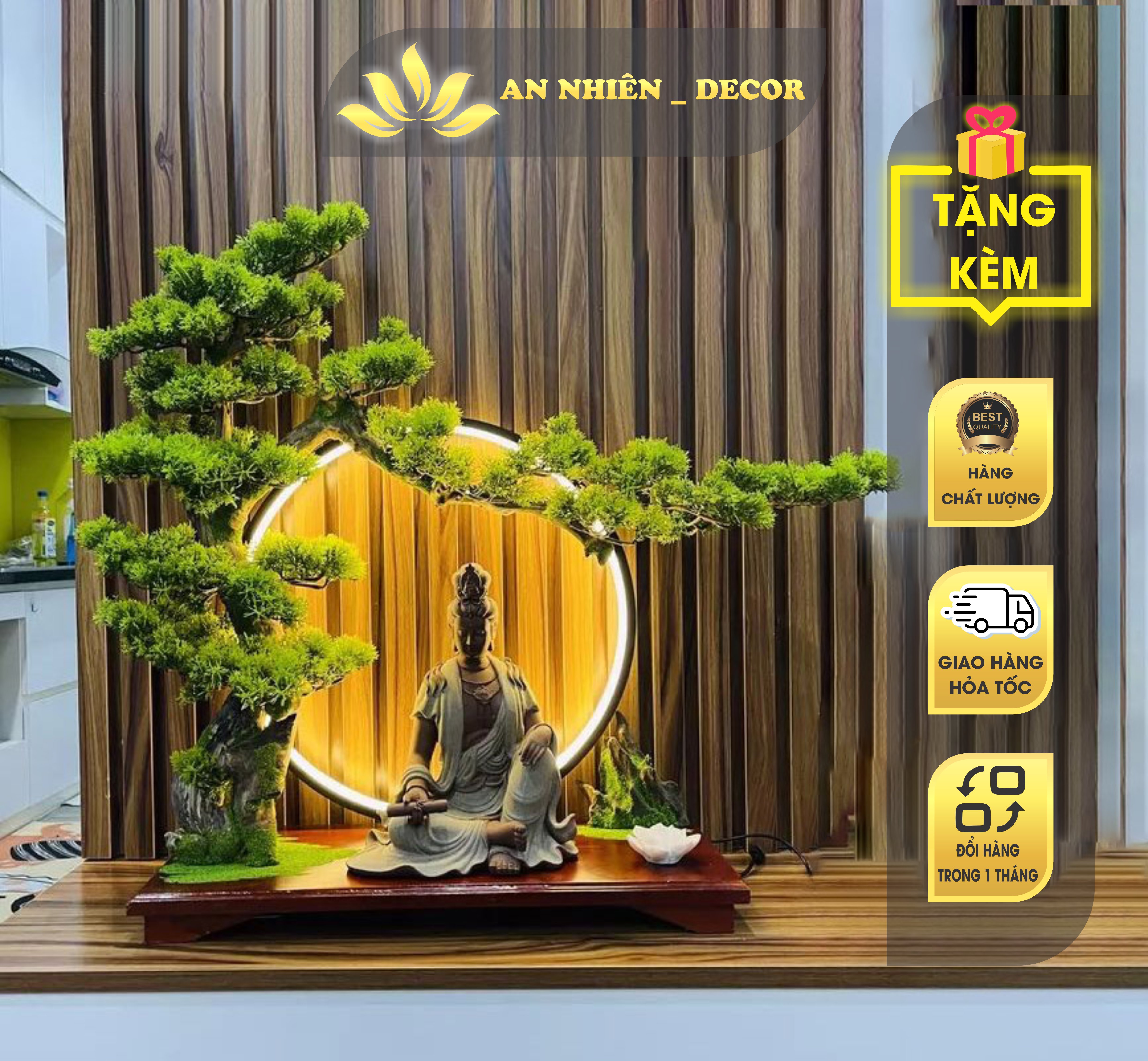 Đèn LED Vòng Kệ Cây CAO CẤP - Bộ Đèn Trang Trí Phòng Khách, Bàn Trà