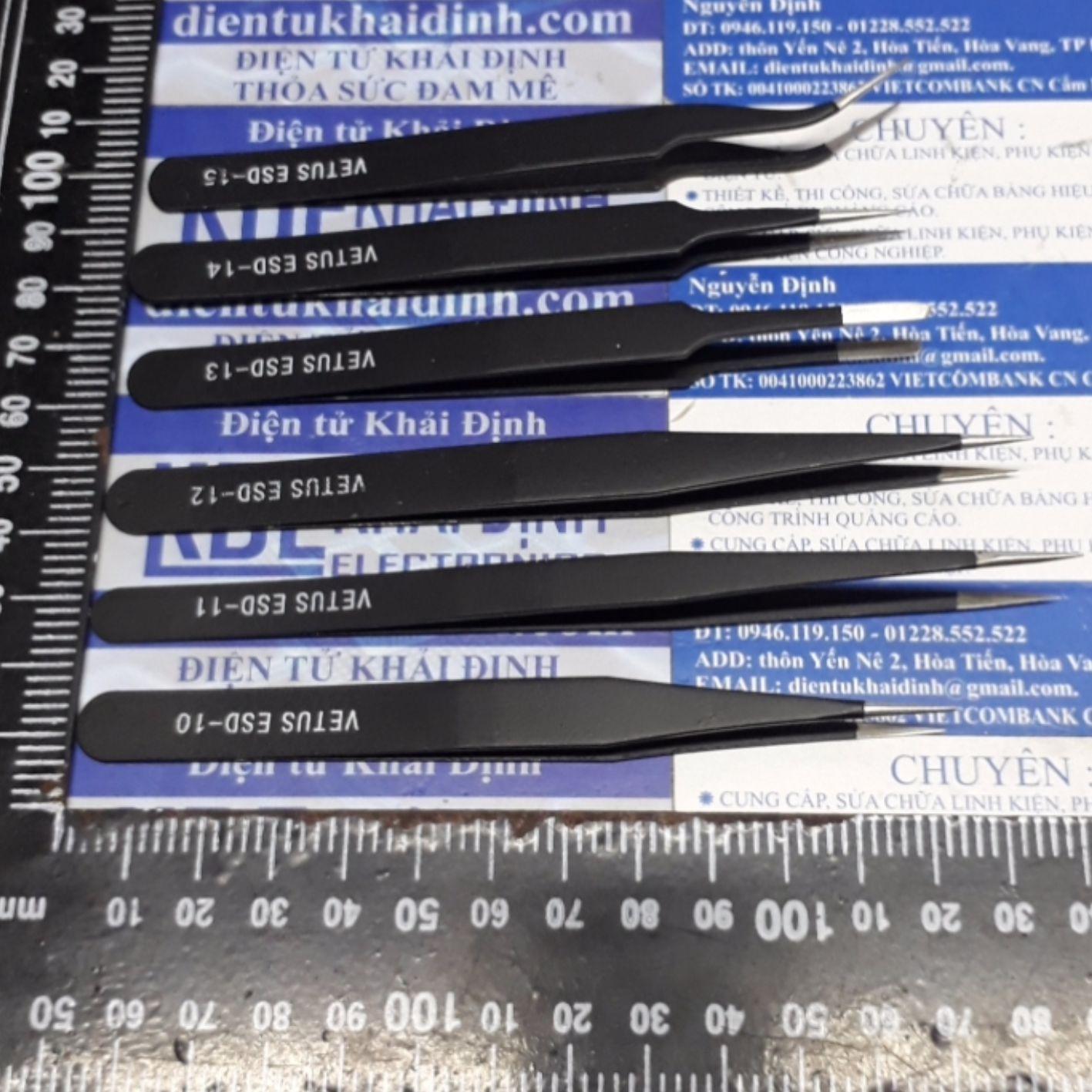 combo 3 cái NHÍP GẮP LINH KIỆN VETUS ĐEN, thép dày 1.6mm ESD-10 ~ ESD-15 kde5034