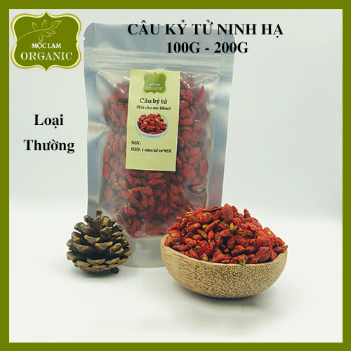 Câu kỷ tử Ninh Hạ khô sạch chất lượng Túi 100g - 200g (Hạt đỏ đẹp)