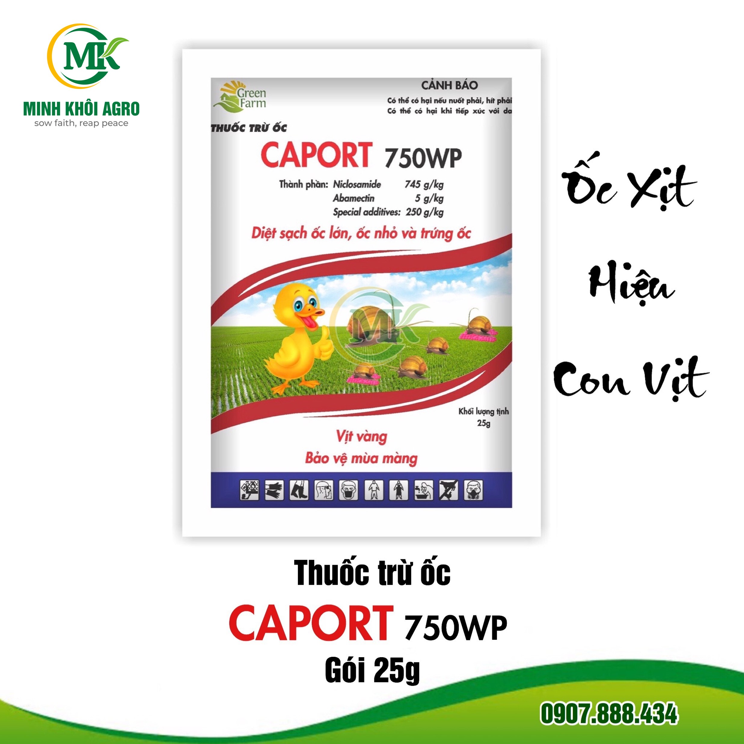 Thuốc trừ ốc bươu vàng CAPORT 750WP | Ốc xịt hiệu Con Vịt