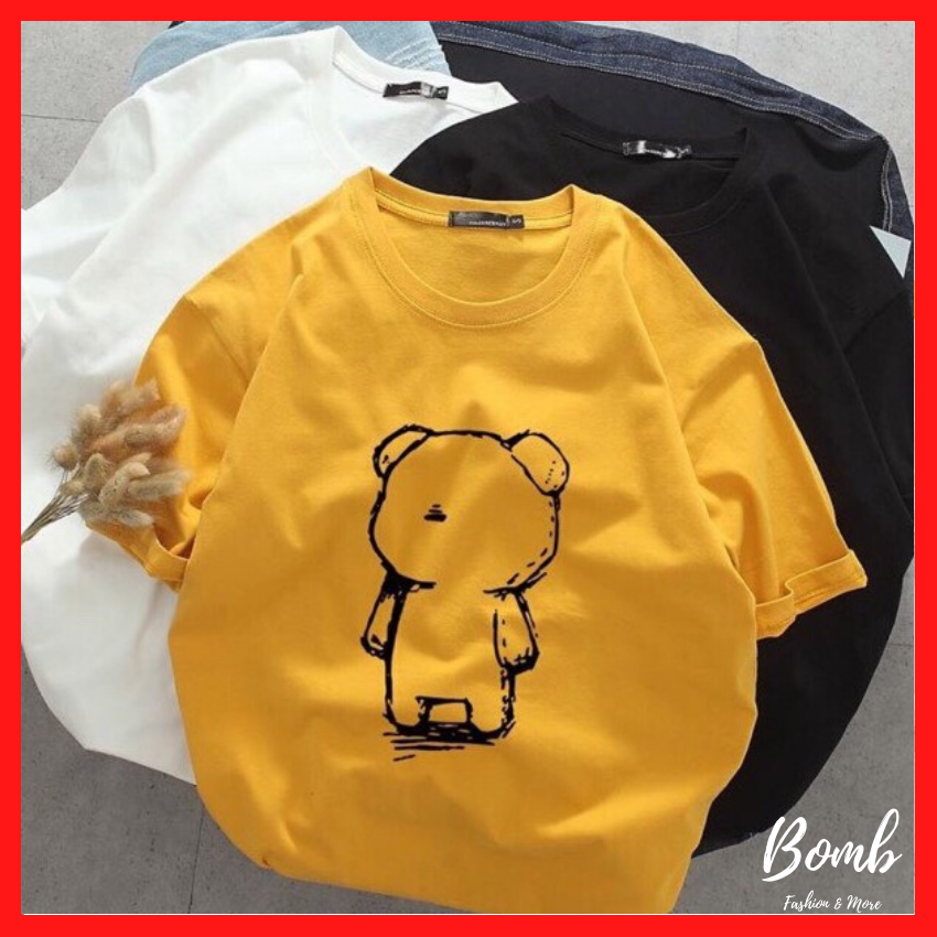 Áo thun nam nữ tay lỡ dáng rộng (40-70kg) in hình gấu cực yêu, áo thun dáng rộng tay lỡ hot hit cực ưu đãi - Bomb Unisex