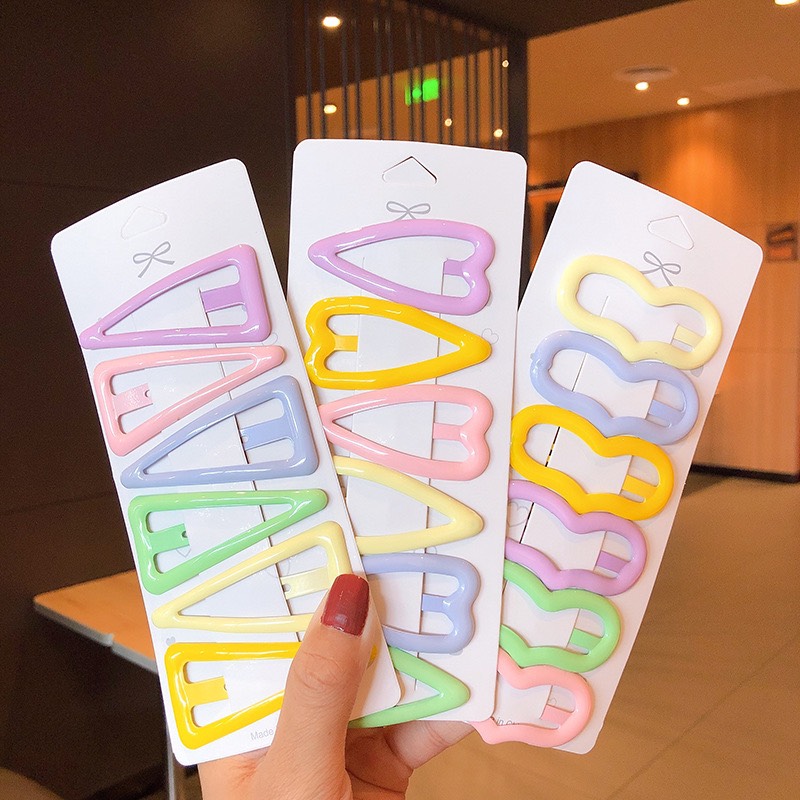 Set6- kẹp bấm phủ bóng màu pastel nhẹ nhàng nữ tính cho mẹ và bé
