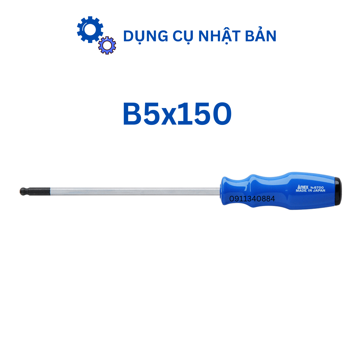 Tô vít lục giác đầu bi đầu B5 dài 150mm Anex Nhật Bản - tô vít đầu bi