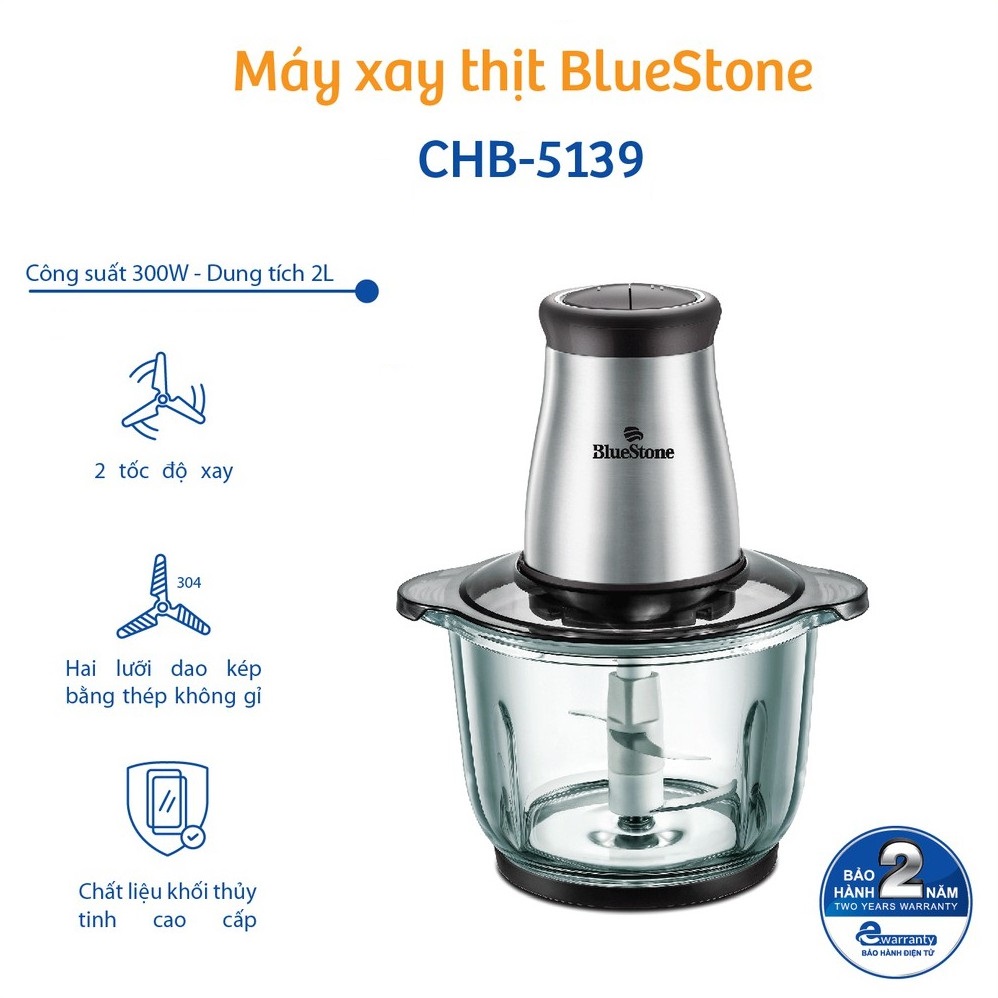 Máy xay thịt đa năng loại tốt 2 lít | máy xay thịt 2 lưỡi dao kép bluestone chb-5139 – chất liệu thép không rỉ có độ bền cao,lưỡi dao sắc bén cùng công xuất 300w giúp xay thịt nhanh chóng.máy đa chức năng và dễ dàng vệ sinh.