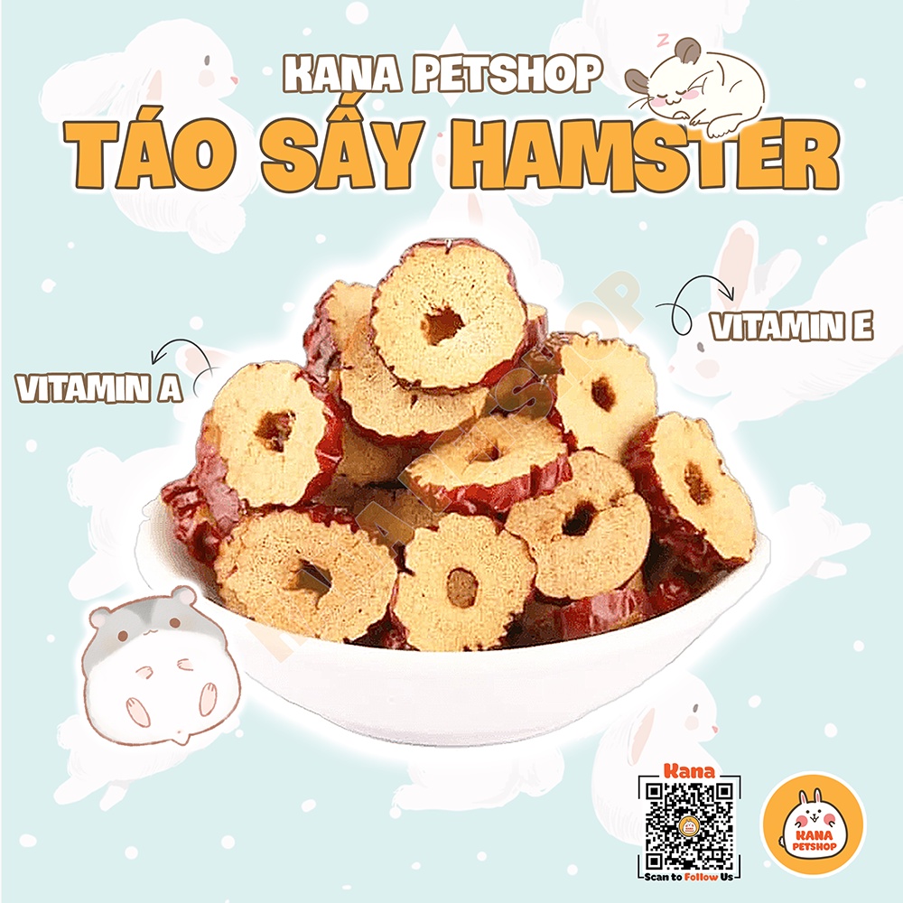 Táo Lát Sấy Khô 50G 🐹FREESHIP🐹 50Gram Táo Đỏ Cắt Lát Sấy Khô Thức Ăn Dặm Dành Cho Hamster